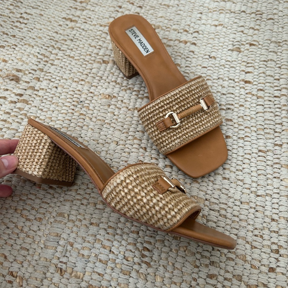 Steve Madden Brown Woven Mules